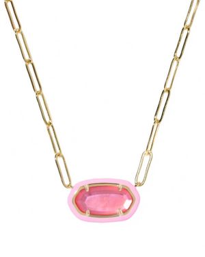 Kendra Scott Elisa Enamel Frame Paperclip Necklace - Pink
