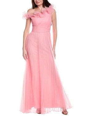 Marchesa Scuplted Wave A-Line Dress - Pink