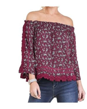 Umgee Off The Shoulder Floral Top - Purple
