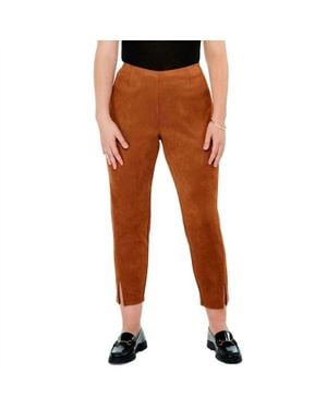 NIC+ZOE Seams Suede Slim Pant - Brown