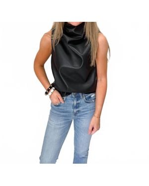 Bishop + Young Claude Leather Cowl Neck Top - Black