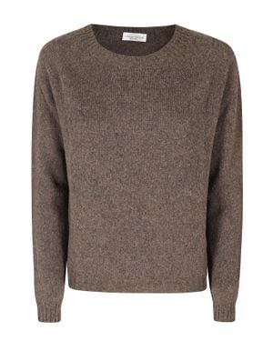 Roberto Collina Ribbed Trim Merino Wool-Blend Sweater - Brown