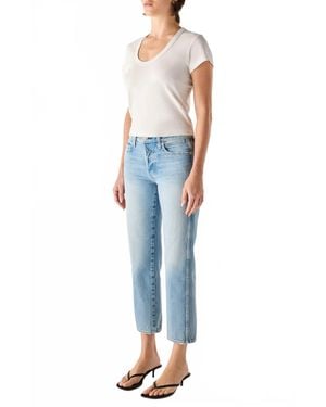 AMO 143 Mid Rise Strait Leg Crop Jean - Blue