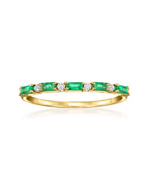 RS Pure By Ross-Simons Emerald Ring With Diamonds - Green