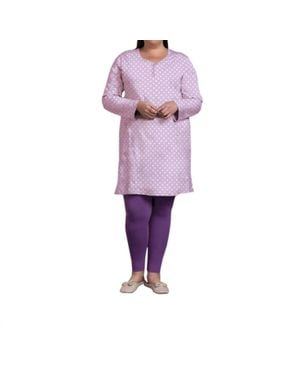On The Plus Side Cotton Long Sleeve Sleep Top - Purple