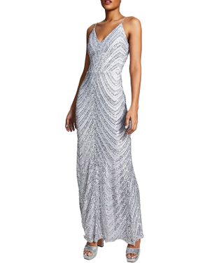 B Darlin Plus Sequined Bungee-Strap Evening Dress - Multicolor