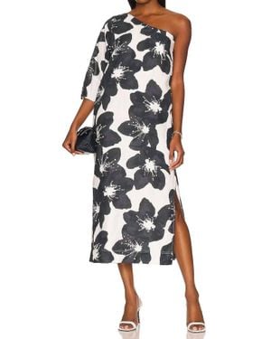 Something Navy Floral One Shoulder Dress - White