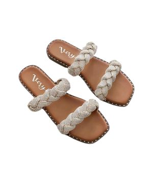 Very G Twisty Rhinestone Braided Sandals - Metallic