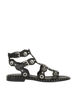 Ash Sandals With Circular Cutouts And Metallic Accents - Black
