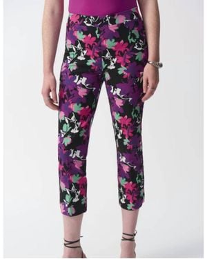 Joseph Ribkoff Floral Print Cropped Pants - Pink
