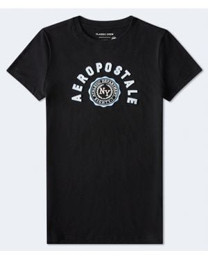 Aéropostale Arch Crest Appliqué Graphic Tee - Black