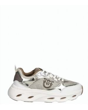 Pinko Leather Mesh Insert Sneakers - White