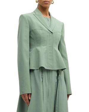 ADEAM Peplum Corset Jacket - Green