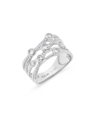 H.J. Namdar H. J. Namdar 0.5 Ct Tw Bezel Set Diamond Layered Ring 14K Natural Diamonds Size 7 - Metallic