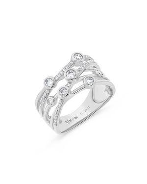 H.J. Namdar H. J. Namdar 0.5 Ct Tw Bezel Set Diamond Layered Ring 14K Natural Diamonds Size 7 - Metallic