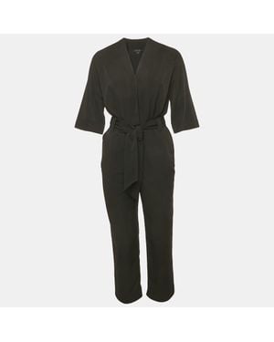 AllSaints Crepe Belted Cropped Hailey Jumpsuit - Black