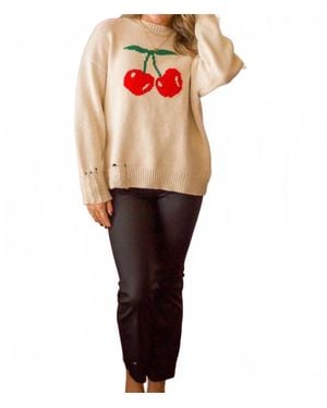 Eesome Cherry Print Sweater - White