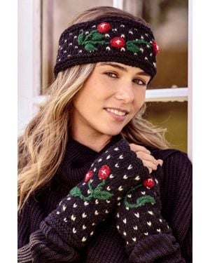 By Many Hands Cherries Noir Knit Handwarmers - Black