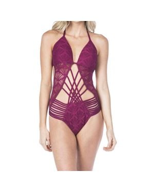 Kenneth Cole Hall Of Fame Push Up One Piece Swimsuit - Purple