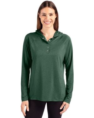 Cutter & Buck Coastline Epic Comfort Hooded Long Sleeve Pullover Shirt - Green