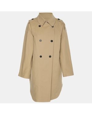 Maje Stretch Cotton Double Breasted Coat - Natural