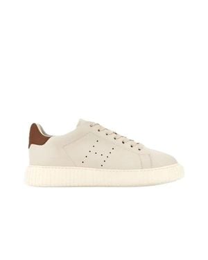 Hogan Perforated Textured Sole Low-Top Sneakers - Natural