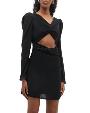LoveShackFancy Nanita Twisted Cutout Knit Mini Dress - Black
