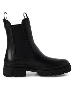 TMRS Tamaris Leather Classic High Pull-On Chelsea Ankle Boots - Black