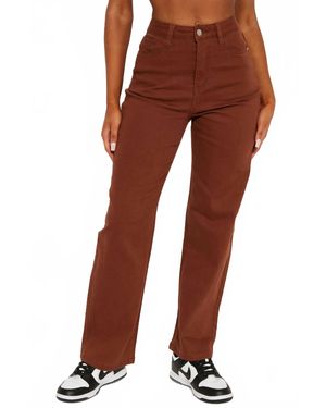 Fashion Nova High Rise Straight Leg Jeans - Brown