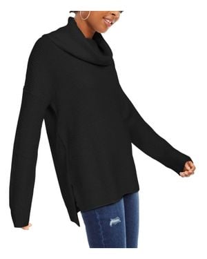 Hippie Rose Textured Ribbed Long Sleeve Cowl Neck Sweater Size Xs - Black