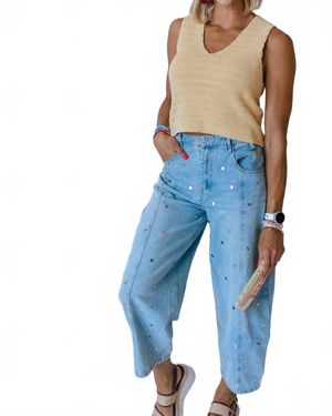 Klesis Ella Studded Barrel Jeans - Blue