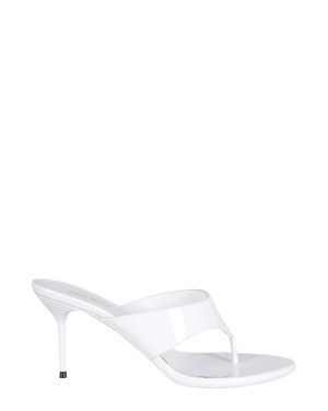 Paris Texas Lidia Thong Heel Plug Leather Mules - White