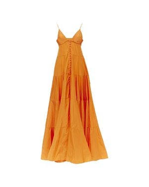Jacquemus Long Taffeta Button Front Maxi Dress Gown - Orange