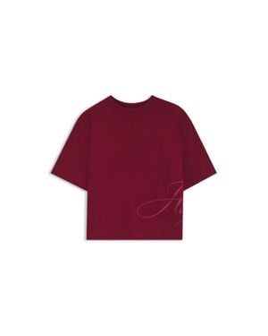 HUGO Cotton-Jersey T-Shirt With Oversized Logo Embroidery - Red