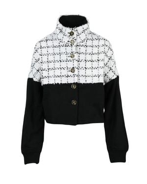 KARL LAGERFELD Textured Bouclé Jacket With-Tone Buttons - White
