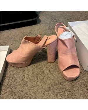 Unique Vintage Suede Buckle Sling Heels - Green