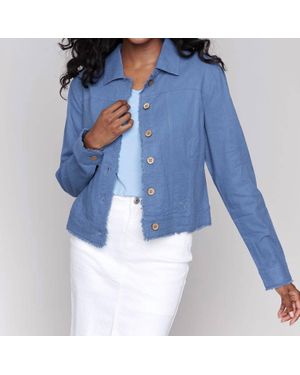 Charlie b Frayed Edge Denim Jacket - Blue