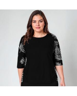 Calypsa Plus Loose Fit 3/4 Sleeve Rash Guard Margaux Swim Top - Black