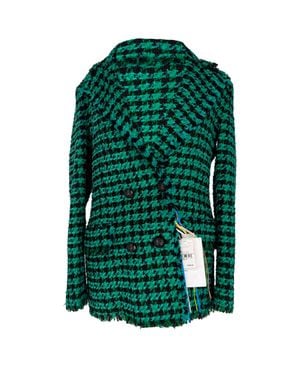MSGM Houndstooth Double-Breasted Blazer - Green