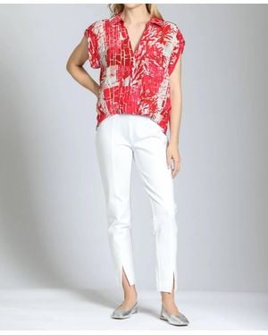 Apny Pull-On Ponte Pant With Split Hem - Red