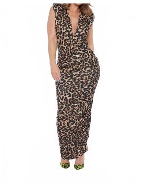 Circular Path Sleeveless Wrap Bodysuit - Multicolor