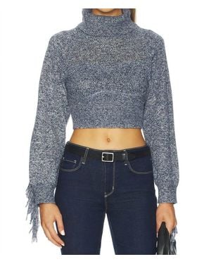 L'Agence Maddison Fringe Turtleneck Sweater - Blue