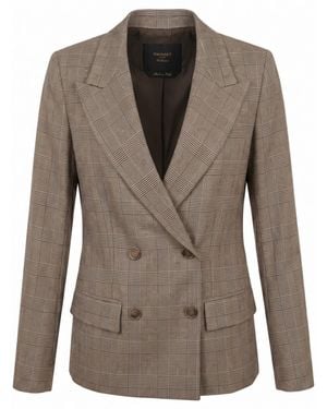 Twinset Tailored Prince Of Wales Check Blazer With Double-Breasted Front - Brown