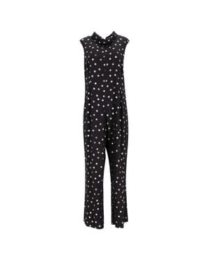 RIXO London Star-Print Reverse-Collar Jumpsuit - Black