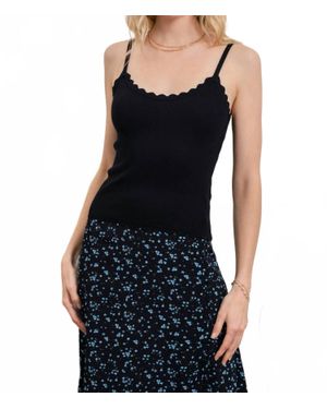 Mine Scalloped Edge Layering Tank - Black
