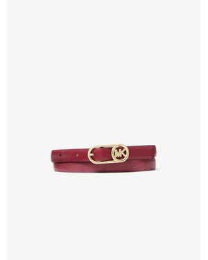 MICHAEL Michael Kors Michael Kors Logo Buckle Leather Belt - Red