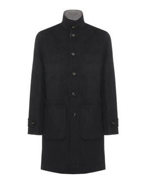 Devore Reversible High-Neck Double-Face Wool Coat - Blue