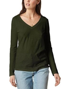 Velvet By Graham & Spencer Cotton Slub Long Sleeve Tee - Green