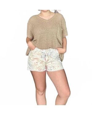 Mystree Paisley Detail Washed Shorts - Natural