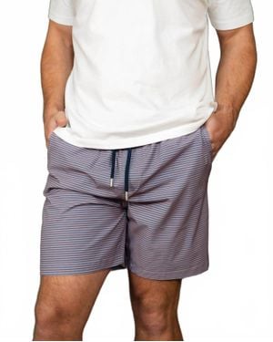 Stone Rose Horizontal Striped Swim Trunk - White